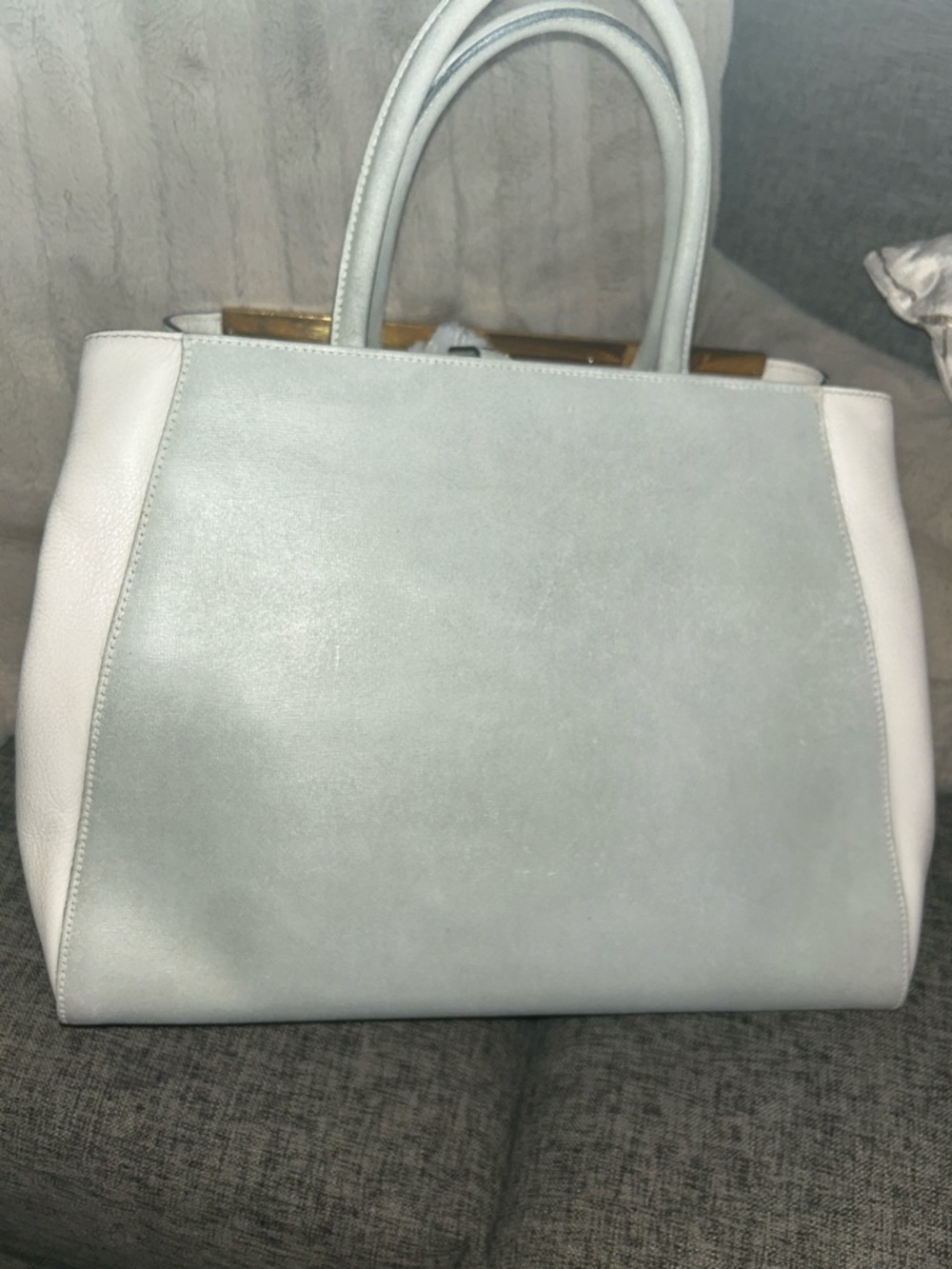 Fendi 2Jours white and rare mint green Medium Tote Bag - Picture 5 of 17